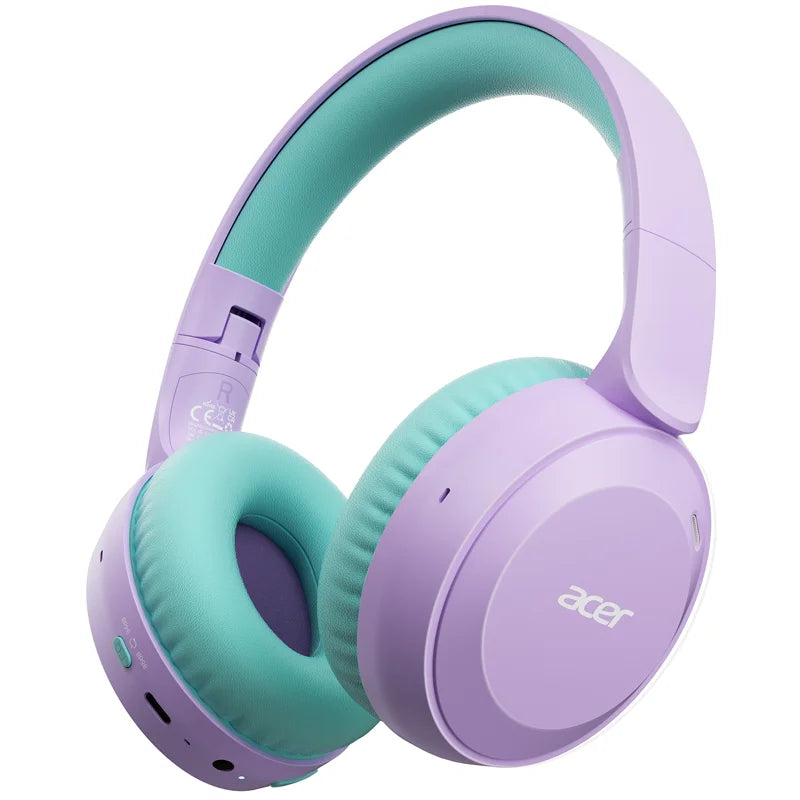Acer Kids Bluetooth 6.0 Headphones 85/94dB Volume Limited Lightweight Over-Ear Wireless Toddler Headphones with Built-in Mic